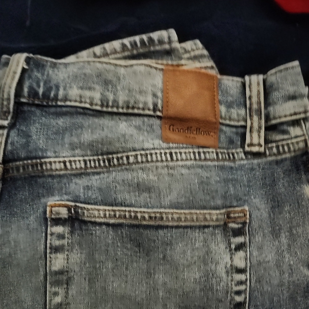 Goodfellow & Co Light Wash Skinny Jeans with Brown Patch